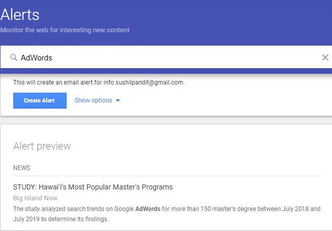 Google Alerts Adwords