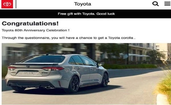 Toyota 80th Anniversary Giveaway Scam 2021! Check Details!!