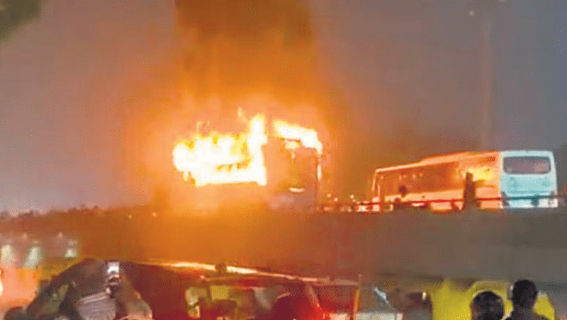 Sleeper Bus Catch Fire On The Delhi-Jaipur Highway